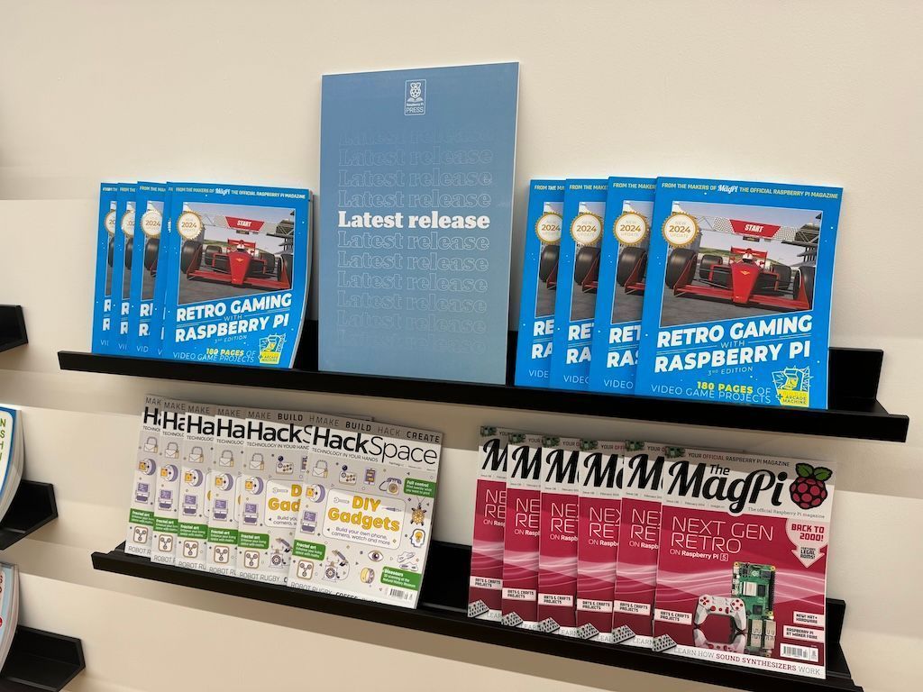 A selection of magazines including the new Retro Gaming with Raspberry Pi 3rd Edition