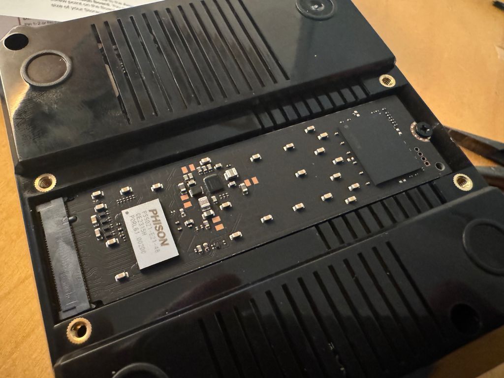 An Argon Raspberry Pi case with an NVMe drive